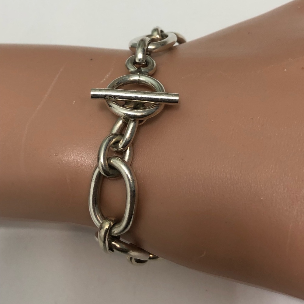 925  sterling silver toggle bracelet large weighty Size 8